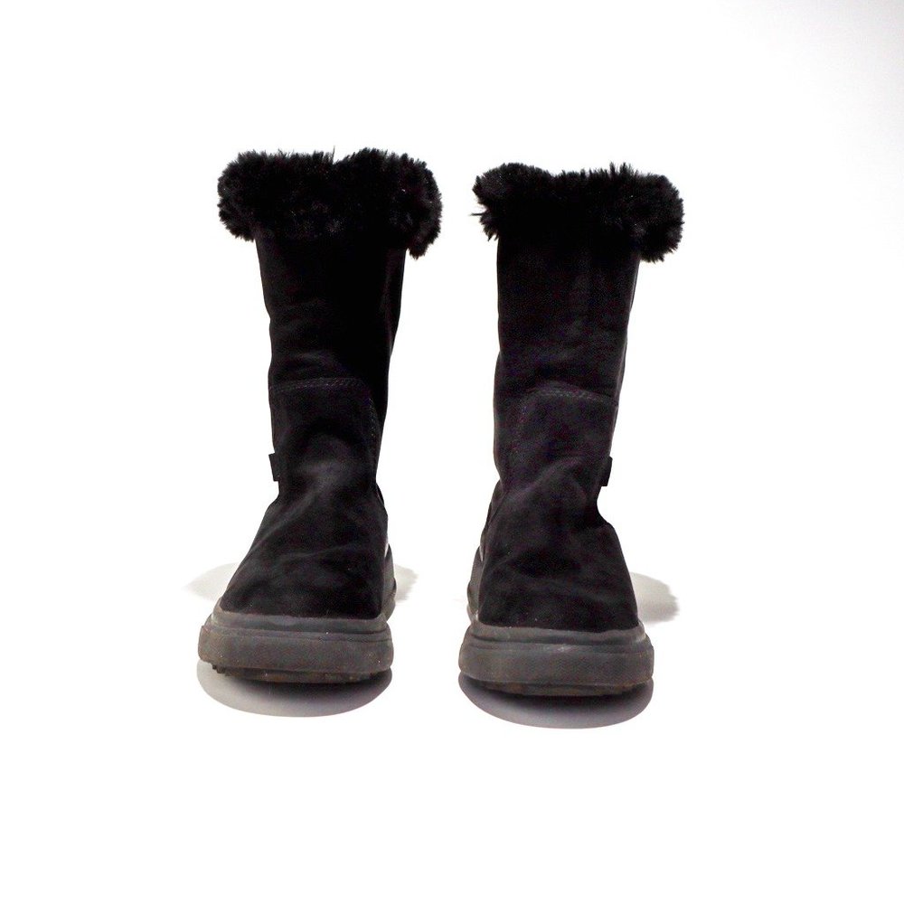 Zara Black Snow Boot Size 6 Black Vegan Suede Fur-Lined Chunky Platform Heel